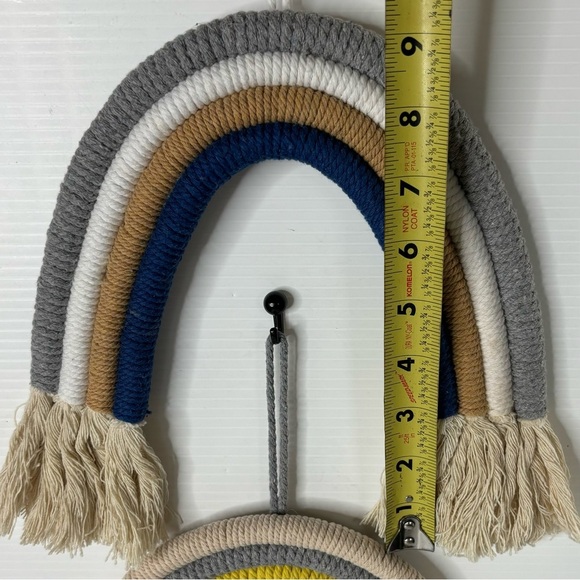 Woven Boho Rainbow Macrame Tapestry Wall Hanging Nursery Room Decor Set Of 2 - Picture 2 of 6